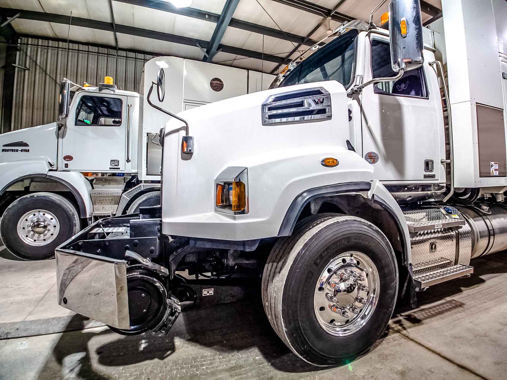 Rail-15 trucks in garage
